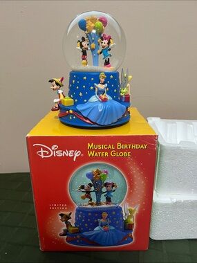 Disney Blue Musical Birthday Snow Globe wish upon star